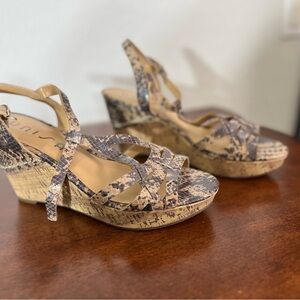 Unisa Snakeskin Pattern Wedge Sandals
